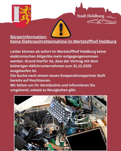 Information Wertstoffhof Elektroschrott Februar 2026 