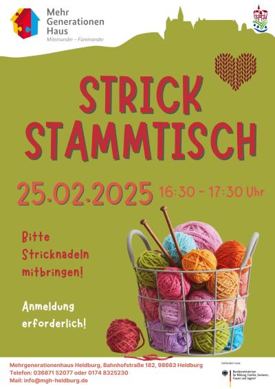 Plakat Strickstammtisch MGH Heldburg 25022026
